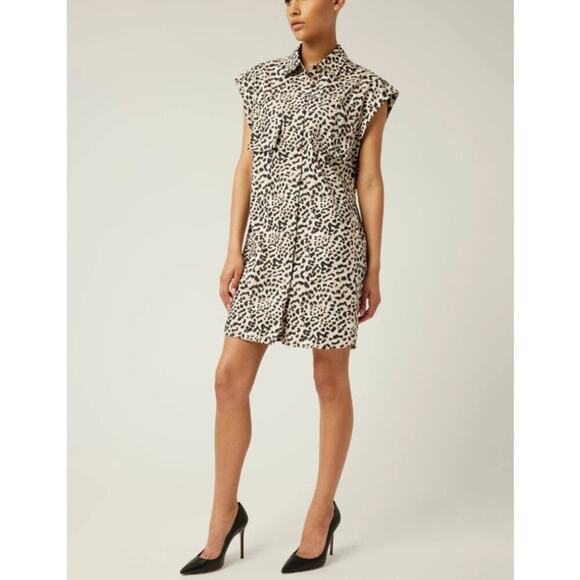 Lita By Ciara Women's Neutral Cheetah Short Sleeve Shirt Dress Size XL - Picture 1 of 6